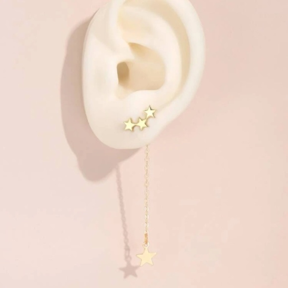 Star Drop Earrings Golden - Picture 6 of 6
